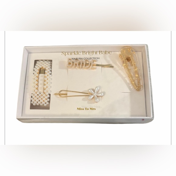 miss to mrs Accessories - #622‎ Bride to Be Pearl and Gold Hair Pin Set